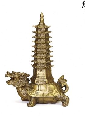 铜龙龟文昌塔摆件9层铜文昌塔龙龟背塔办公室书桌摆件