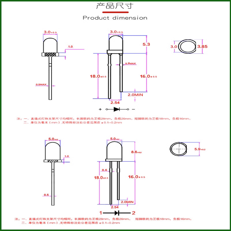 f5/5mm超高亮鼠标灯led发光二极管灯白发红白发蓝白发翠长脚短脚