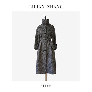 LILIAN ZHANG静奢风温莎宫韵鎏金雾语醋酸毛轻毛呢大衣2506010
