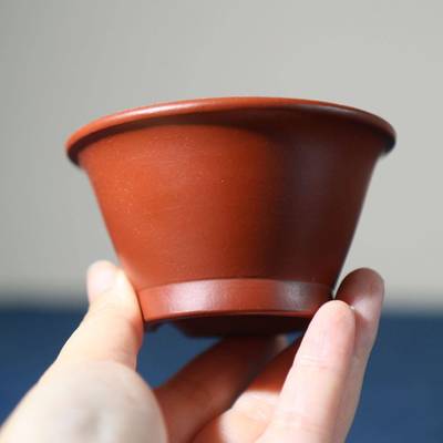 紫砂花盆微型朱泥斗笠孙伟精品手工盆微盆名家盆中国风古典小盆