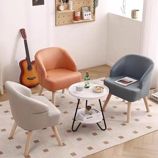 单人沙发椅子家用实木阳台休闲椅客厅椅子靠背椅科技布懒人沙发椅