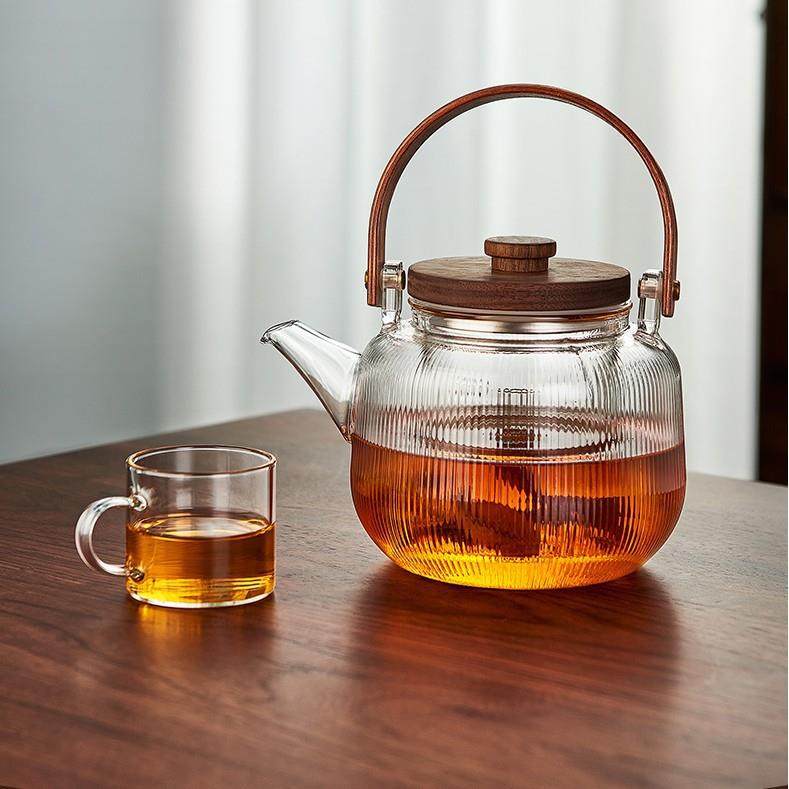 玻璃蒸煮茶壶日式电陶炉专用煮茶器烧水壶耐高温提梁壶简约风