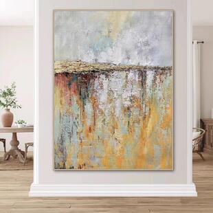 纯手绘抽象立体肌理油画现代落地画客厅玄关入户挂画大尺寸装饰画