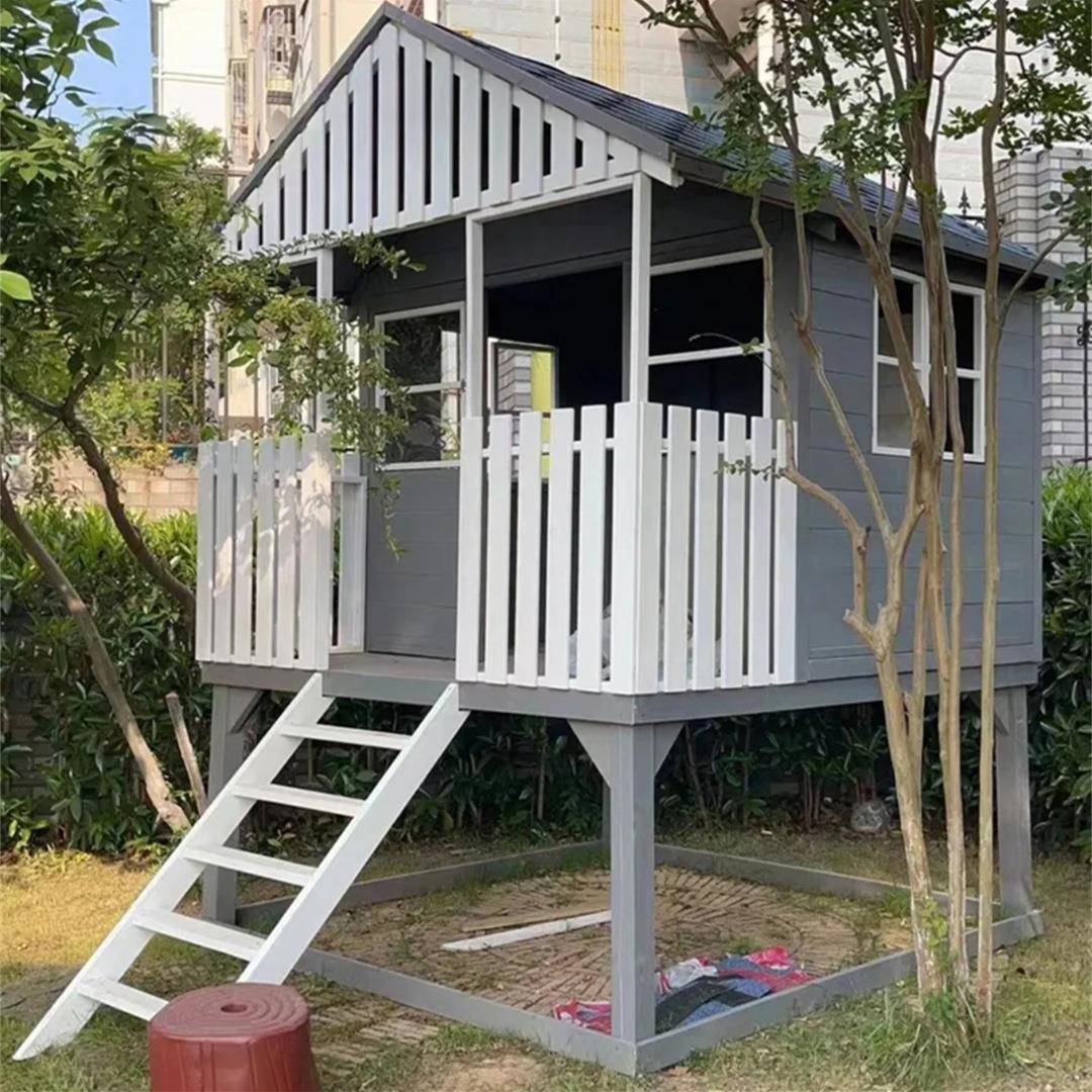 庭院小木屋户外儿童游戏组装树屋防腐木移动花园凉亭幼儿园木房子