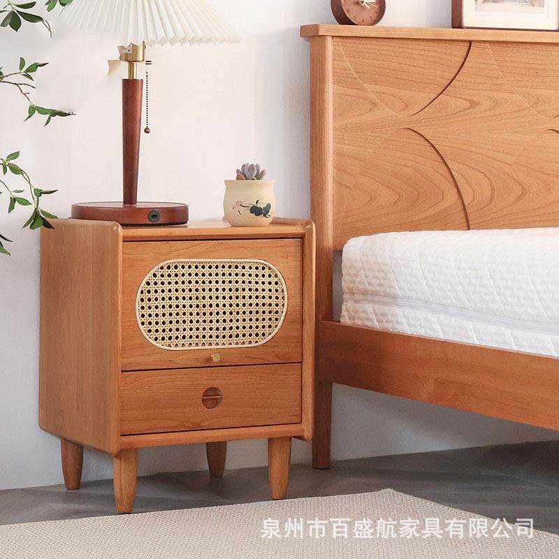 北欧实木床头柜家用小户型简约床边柜卧室藤编多功能双层收纳柜,机械设备,其他机械设备,淘宝优惠券,粉丝福利购,淘宝优惠卷