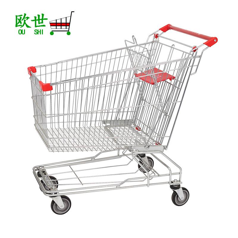 80L超市手推车亚式购物手推车便利店大商场金属手推车直销