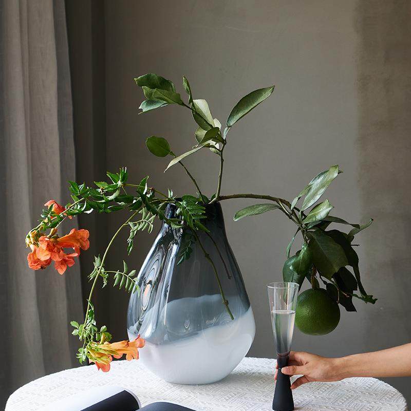 灰白琉璃玻璃透明中古花瓶摆件客厅插花花器高级感电视柜软装饰品,机械设备,其他机械设备,淘宝优惠券,粉丝福利购,淘宝优惠卷