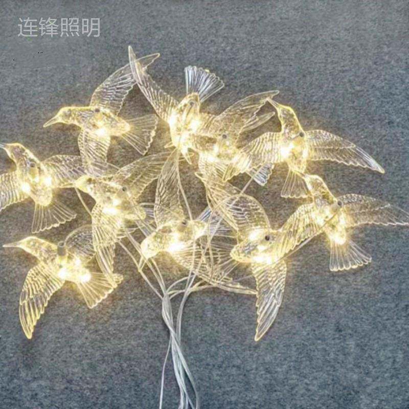 婚庆道具十头亚克力透明飞鸟吊灯婚礼舞台吊顶布置装饰灯发光小鸟
