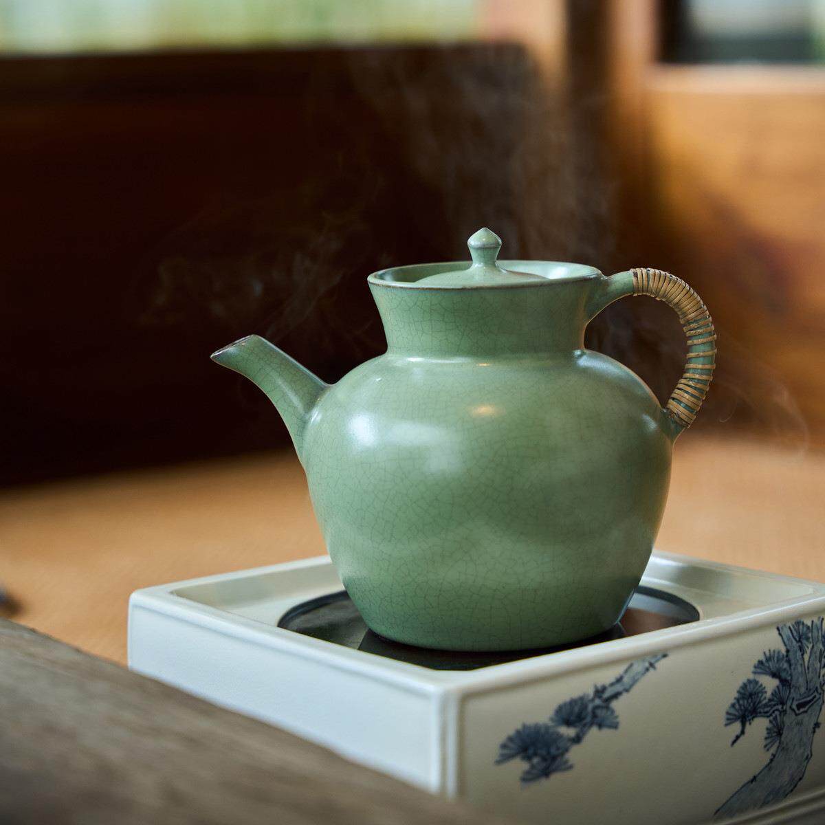 梵山堂陶壶煮水壶千山翠小品壶苏打釉老岩泥泡茶烧水电陶炉侧把壶