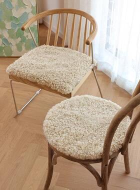 6B76卷毛坐垫圆形椅垫方垫沙发垫纯羊毛椅垫餐椅垫凳子化妆椅坐垫