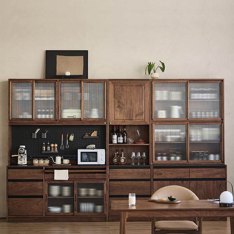 北美黑胡桃餐边柜实木岩板橱柜收纳储物柜客厅一体靠墙展示柜高柜,收纳整理,烫衣板及配件,淘宝优惠券,粉丝福利购,淘宝优惠卷