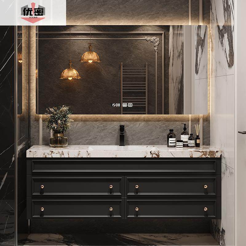 优密美式轻奢浴室柜组合实木洗脸池岩板洗手台盆卫生间复古洗漱台,收纳整理,烫衣板及配件,淘宝优惠券,粉丝福利购,淘宝优惠卷