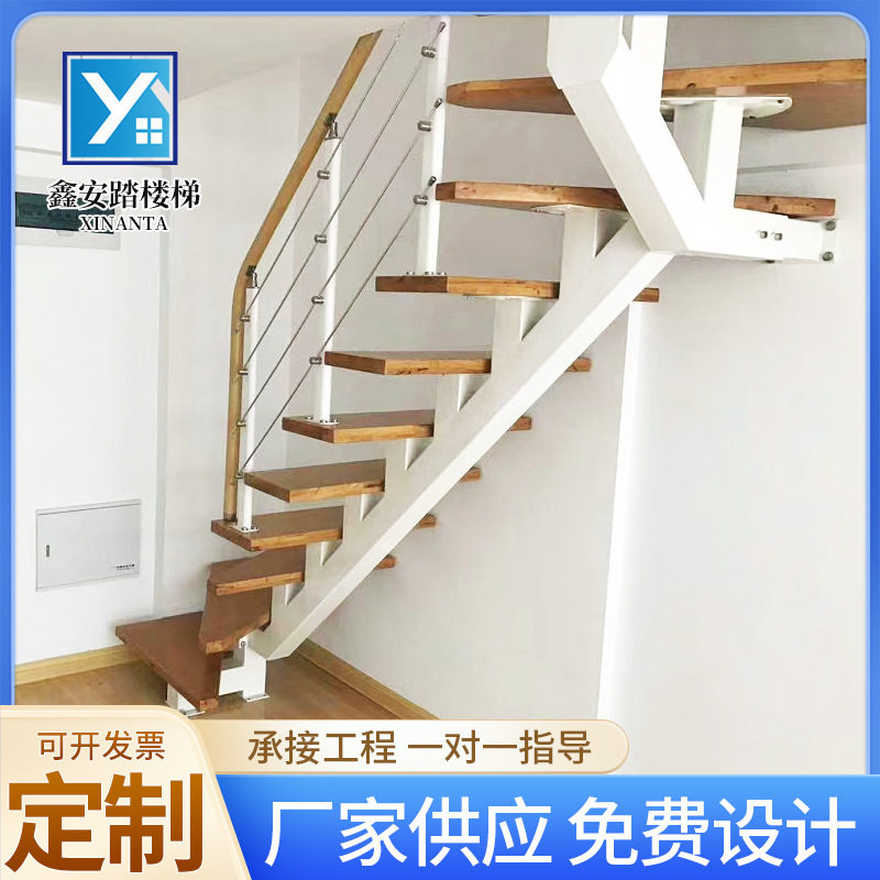 别墅工程直梁楼梯斜梁楼梯室内复式阁楼楼梯跃层室内简约楼梯