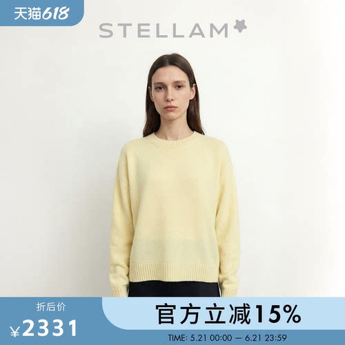 STELLAM女装100%山羊绒衫极简廓形软糯亲肤针织毛衣-ISA