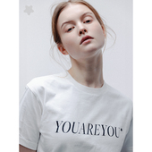 STELLAM女装 简约设计感短袖 YouAreYou 纯棉上衣夏季