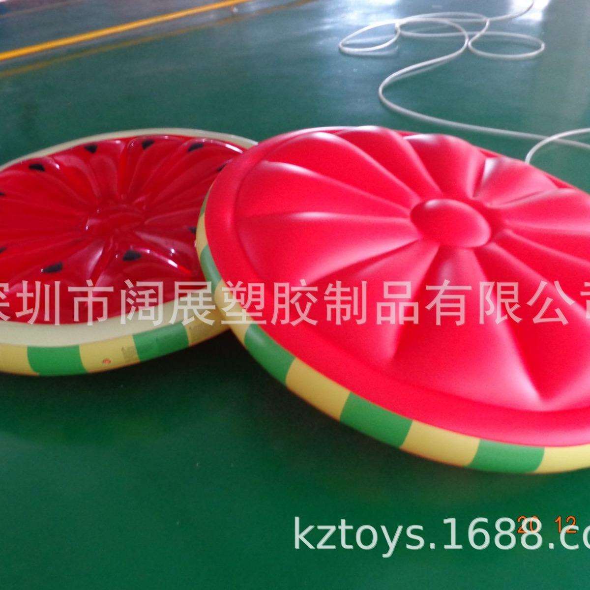 货圆形西瓜充气水上浮排水果黄色柠檬双人浮床水床