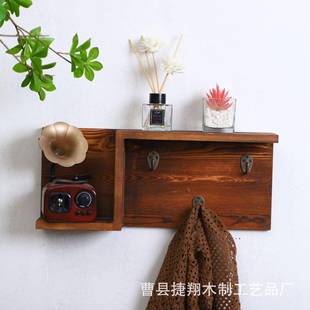 北欧玄关木质钥匙挂架收纳挂架试衣间挂钩置物架厨房餐具壁挂架