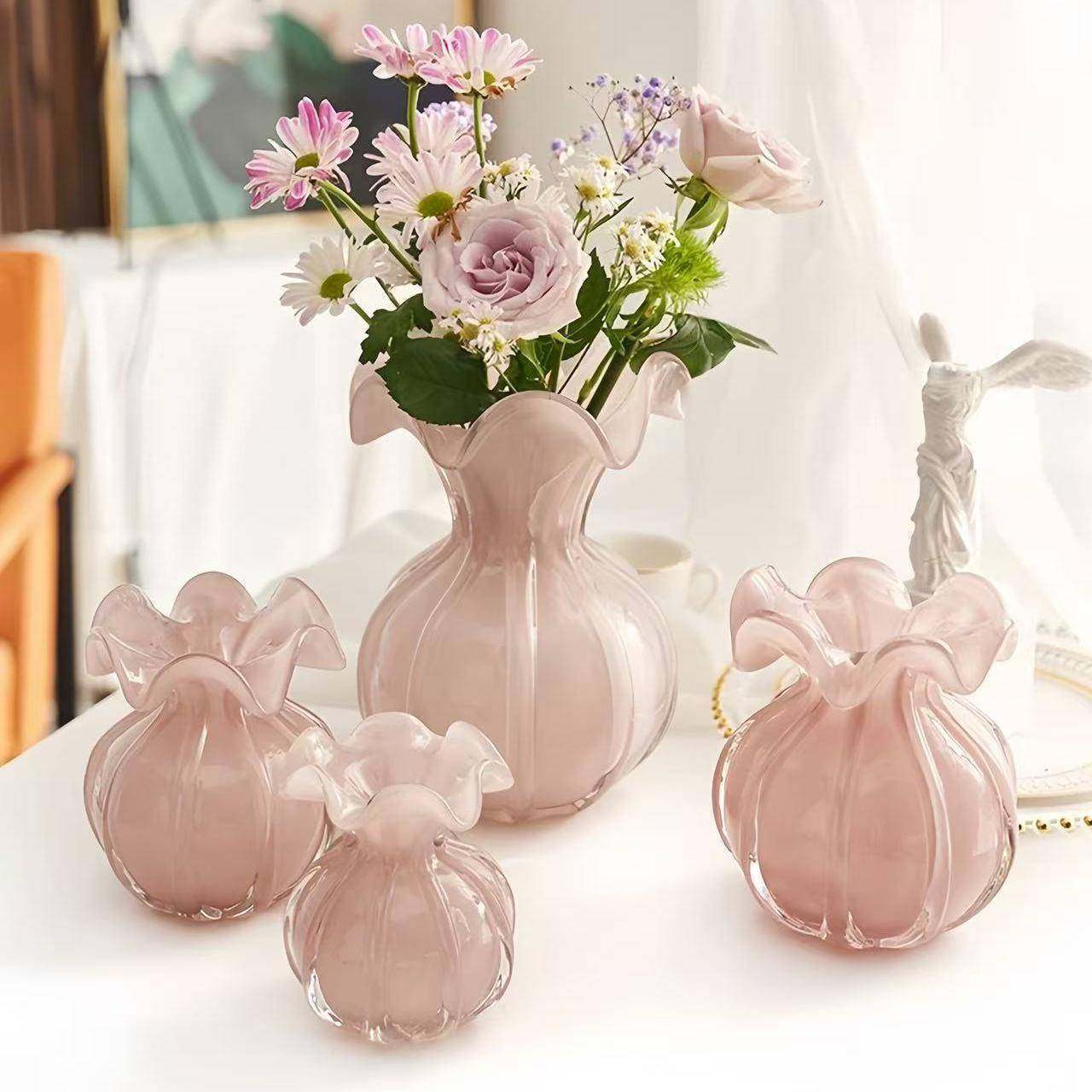 花瓶摆件客厅插花玻璃琉璃轻奢高级感粉色高端餐桌玄关法式水晶小,纺织面料/辅料/配套,纺织机械配件,淘宝优惠券,粉丝福利购,淘宝优惠卷