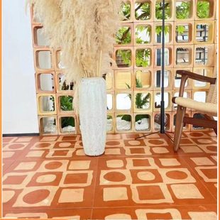 花砖600x600绿色黑白瓷砖水磨石厨房卫生间地砖法式现代防滑全瓷