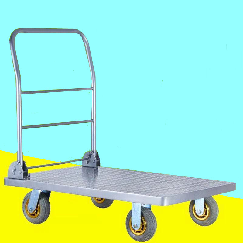 厂家批发仓库搬运工具推车钢板载重型橡胶轮拉货手推车仓库专用
