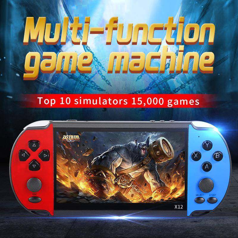外贸新款英文X12掌上游戏机5.1寸儿童怀旧128位街机游戏机现货