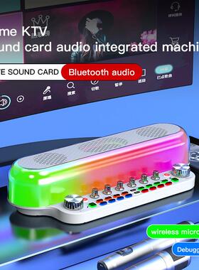 SY12英文声卡音响一体机家庭k歌直播唱歌户外娱乐专业设备