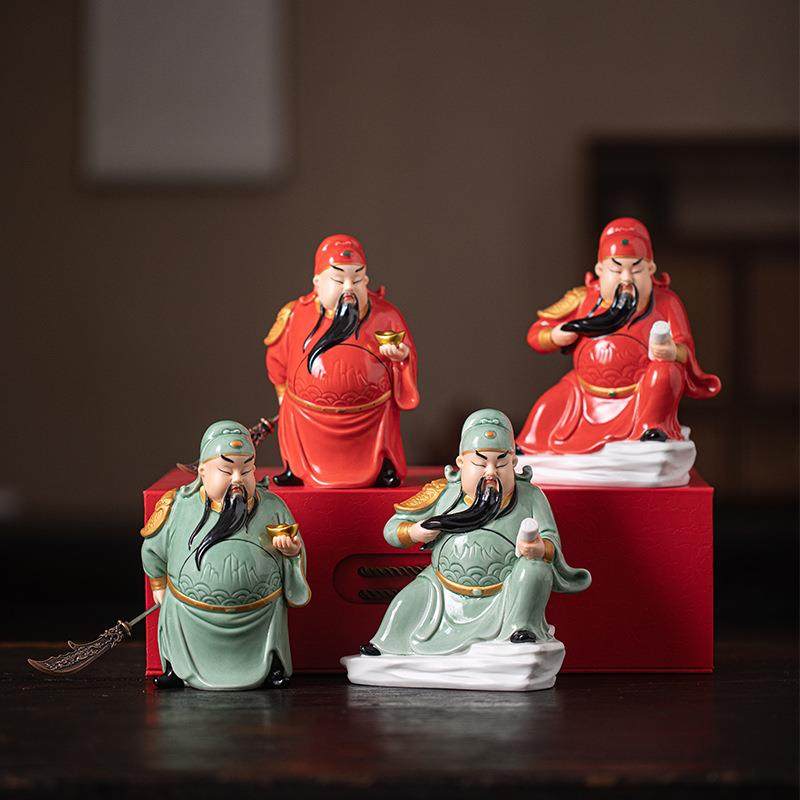 中式创意陶瓷关羽关公摆件家居客厅招财武财神装饰品车载茶桌摆设,纺织面料/辅料/配套,纺织机械配件,淘宝优惠券,粉丝福利购,淘宝优惠卷