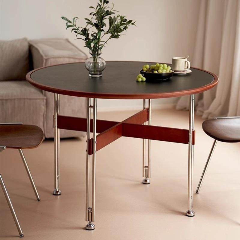 野格圆桌岩板圆桌中古风简约复古樱桃色板餐桌小户型桌子洽谈桌,纺织面料/辅料/配套,纺织机械配件,淘宝优惠券,粉丝福利购,淘宝优惠卷