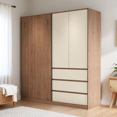 实木二子推门拉门衣柜家用卧室小户DDQ型移门对开合一衣橱储物柜
