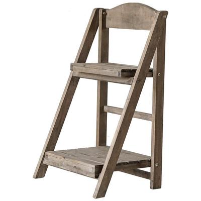 卡司双木层梯形F96JMT9M架架置物架实木美式复古做旧阳台多层花落