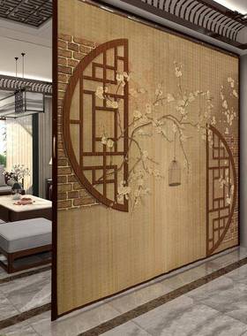 帘ALAL麦太子门帘隔断叠拉家用风屏风商铺简易客德厅印花折竹推帘