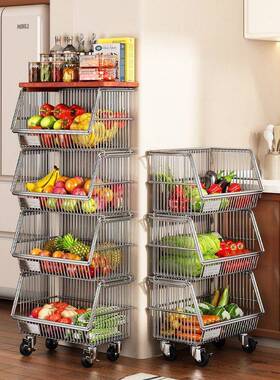 多层物架厨蔬菜菜架置子可移动小推车篮子厨房PDD65435台面收纳房