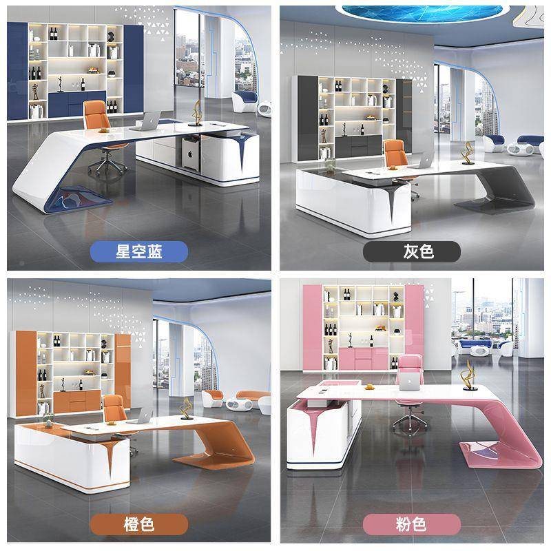 烤漆板桌办桌简约公现代总裁桌创大无品牌/班台意异形经理办老公