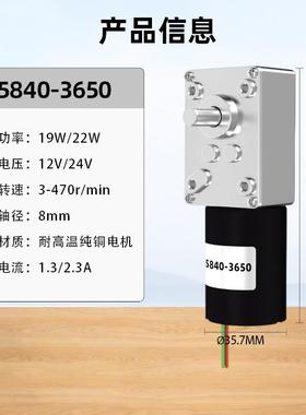 5840率-3650PMP蜗轮杆直2流减速电机1V调速自锁大功无蜗刷电机24V