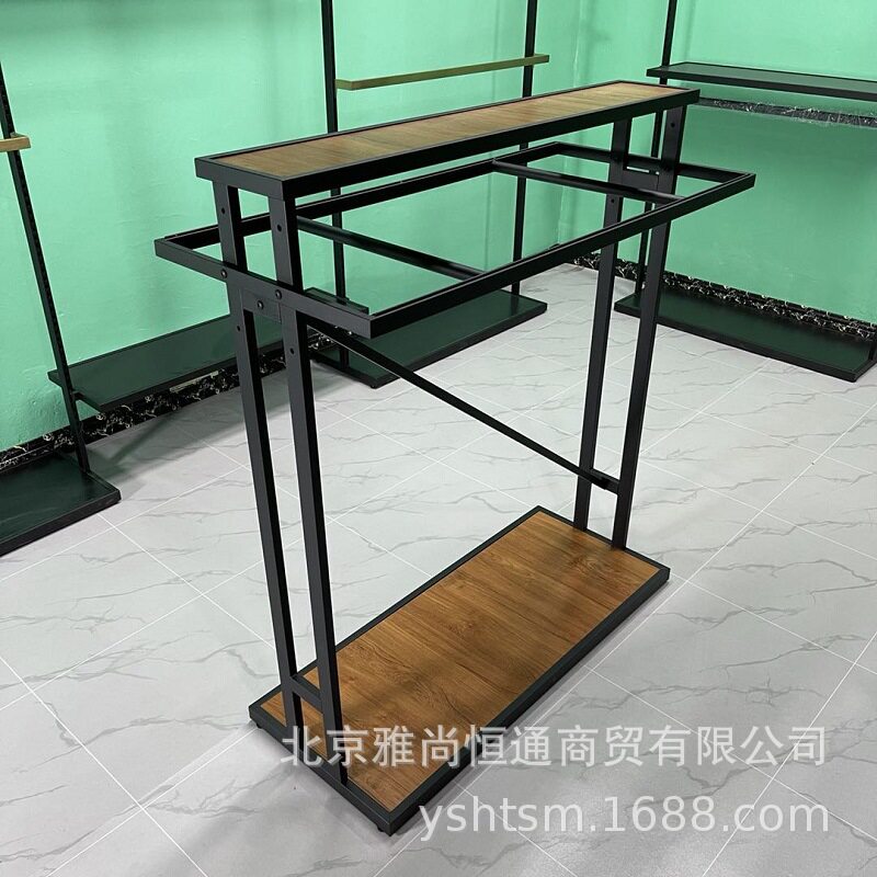 服装店货架落地中岛正侧挂衣服展示陈列架黑色男装女装双杠新款
