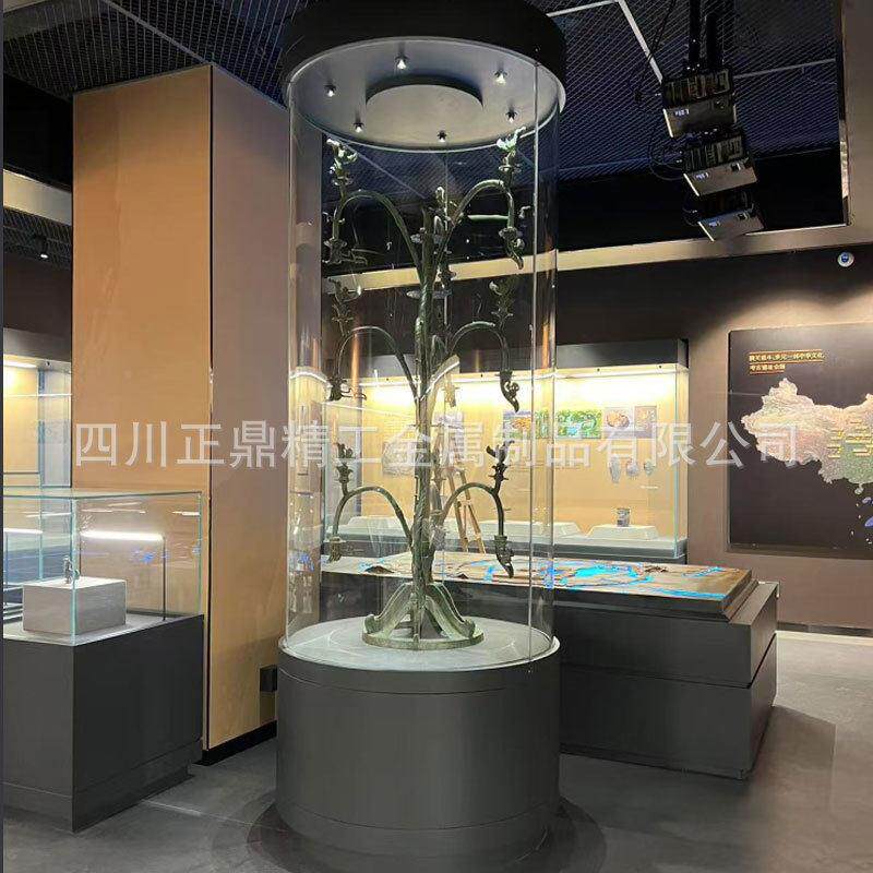 成馆都独立柜博物展柜厂收藏品柜展示柜铜器古青董字画靠墙圆形玻