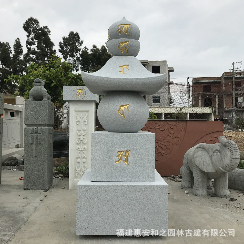 寺院大理石石雕石塔 花岗岩佛塔 浮雕石灯笼塔加工 安装便捷
