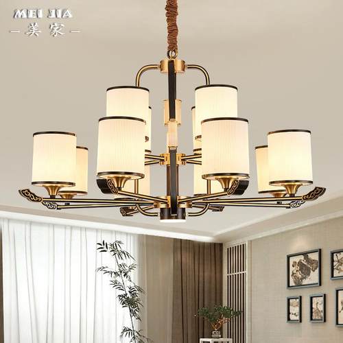 中式复古客厅餐厅全吊复式楼272灯大厅楼梯铜房间吊中灯大气新式