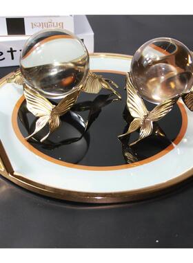 创意品客厅铜蝴蝶水晶摆件家居饰简约柜现代视电酒柜桌4430面摆设