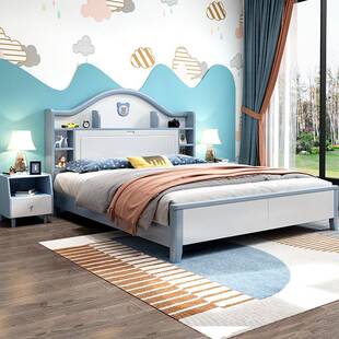 OES青少小年1.8m室家用美式儿童床男孩女孩实木全床1卧.5米户型1.2米