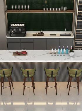 轻奢岛台餐WIA桌一体家开放式厨房墅茶水别休室大息理石吧台用岛