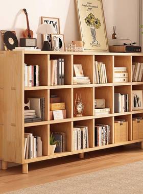 3YV5全实木书柜家用客厅松木自组合子柜落格地架带腿SMSG1117书靠