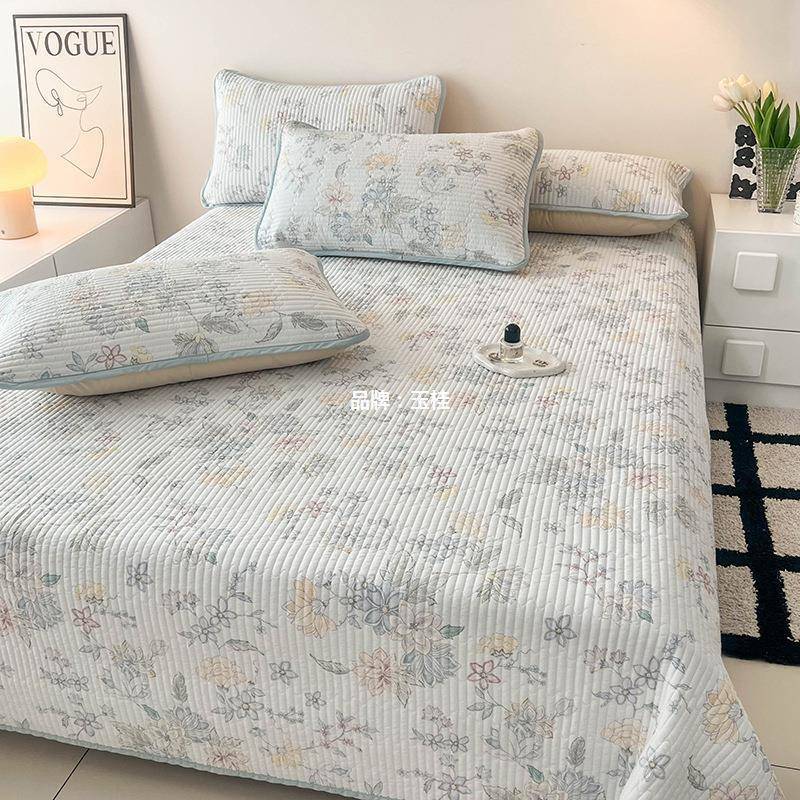 夏VJU季丝滑100支双面莱凉赛尔天丝床盖件套爽榻榻米绗缝加三厚炕