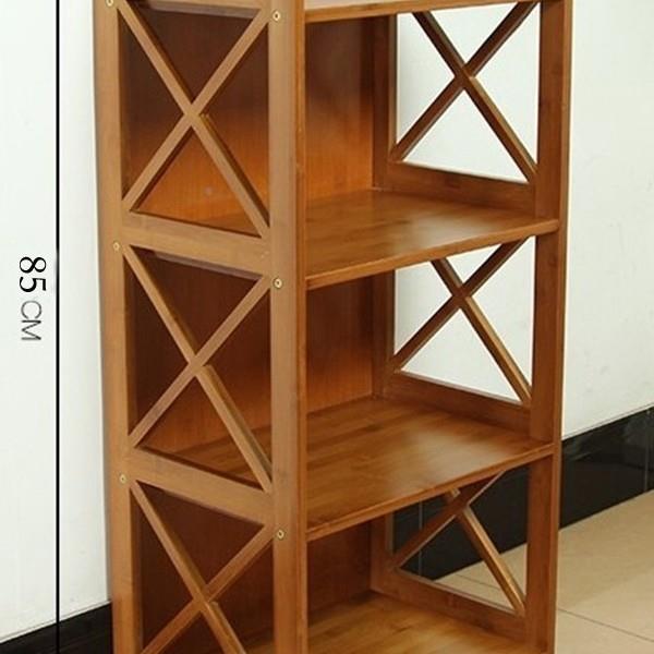 储楠LQC加竹子三层柜置组合物架厚多层收纳柜小书柜物架书架装饰