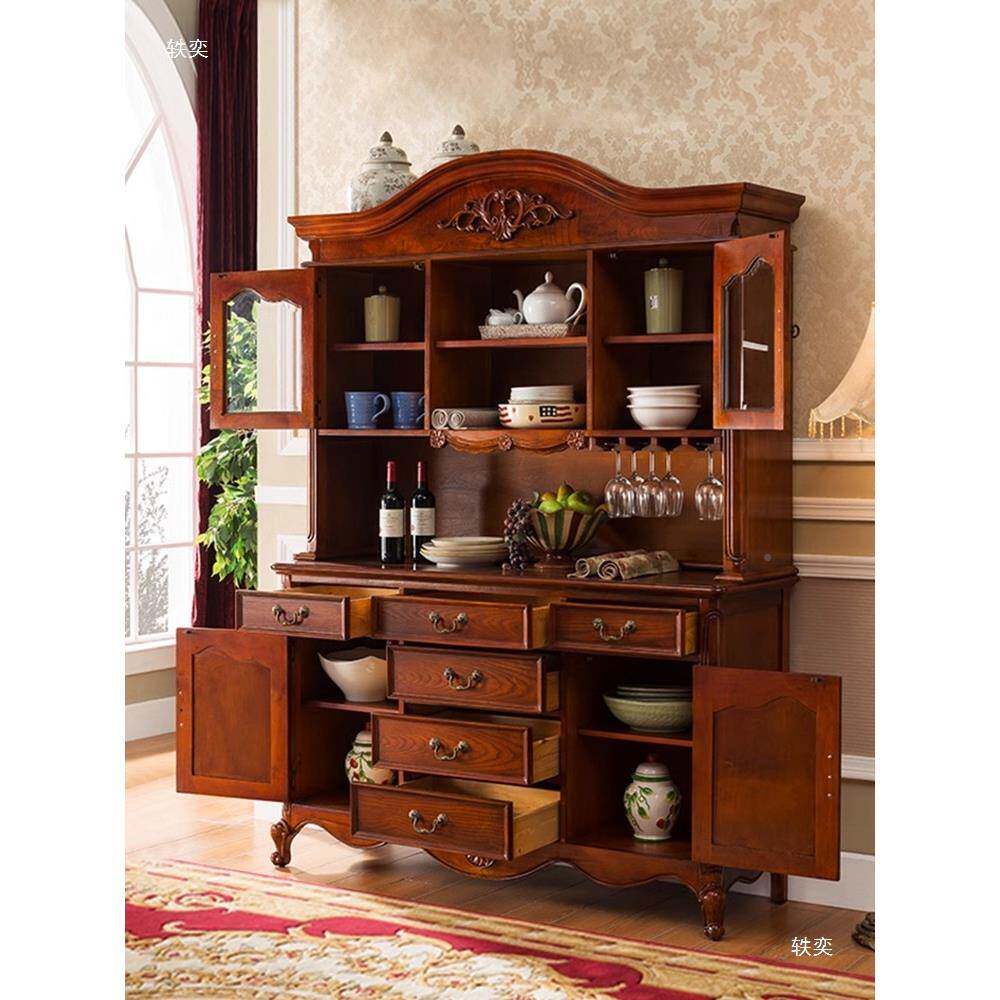 欧木餐边柜式储物实柜靠餐厅边柜茶水柜美式客厅酒柜墙置物收166