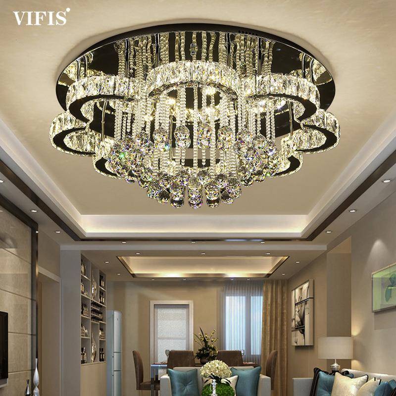 水晶灯圆形厅主灯27174客灯led吸顶约现代轻奢大气卧室灯餐厅灯灯