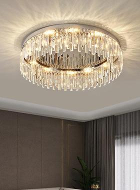 轻奢吸顶客厅灯灯led圆形水13065晶餐厅吊灯长方形卧室厅大大具调