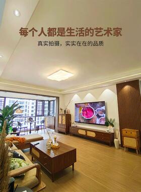 柜复古约新中式简藤编视小户型实木电框架客厅家78899用茶几电视