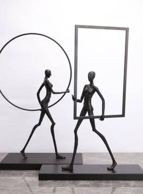 现代简约创客23931意扛框人摆件样板电视柜办桌公玄关家房居厅软