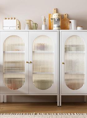 铁餐柜储物柜矮UIN家用收纳柜阳台客边厅杂物柜玻璃门皮置物dω